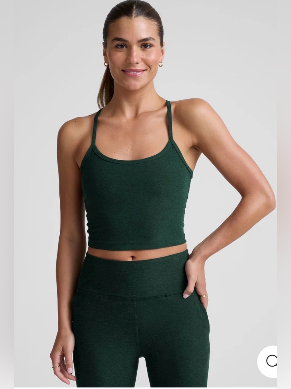 Beyond Yoga Spacedye™ Slim Racerback Cropped Tank XXL in Dark Spruce Heather